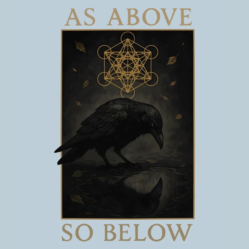 As Above So Below Raven Metatron's Cube Art