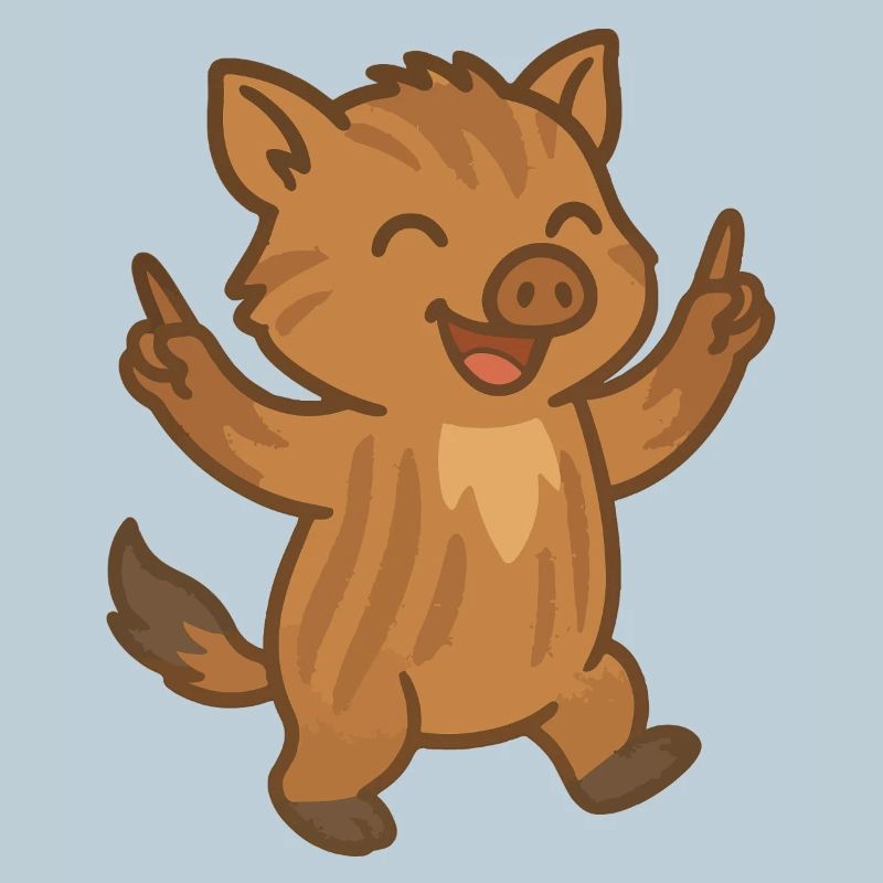 Dancing wild boar youngster