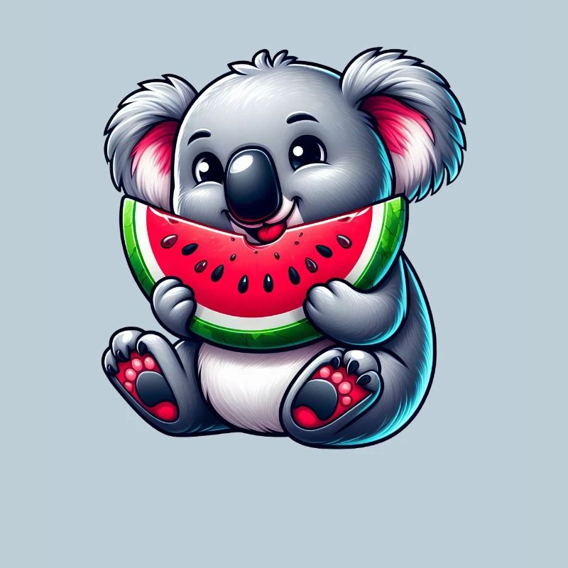 Mignon Koala avec Dessin animé d’été pastèque