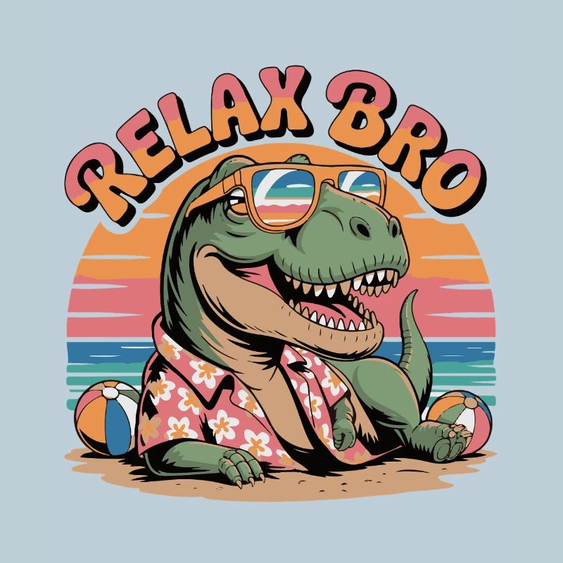 Relax Bro Dinosaur Beach Pattern