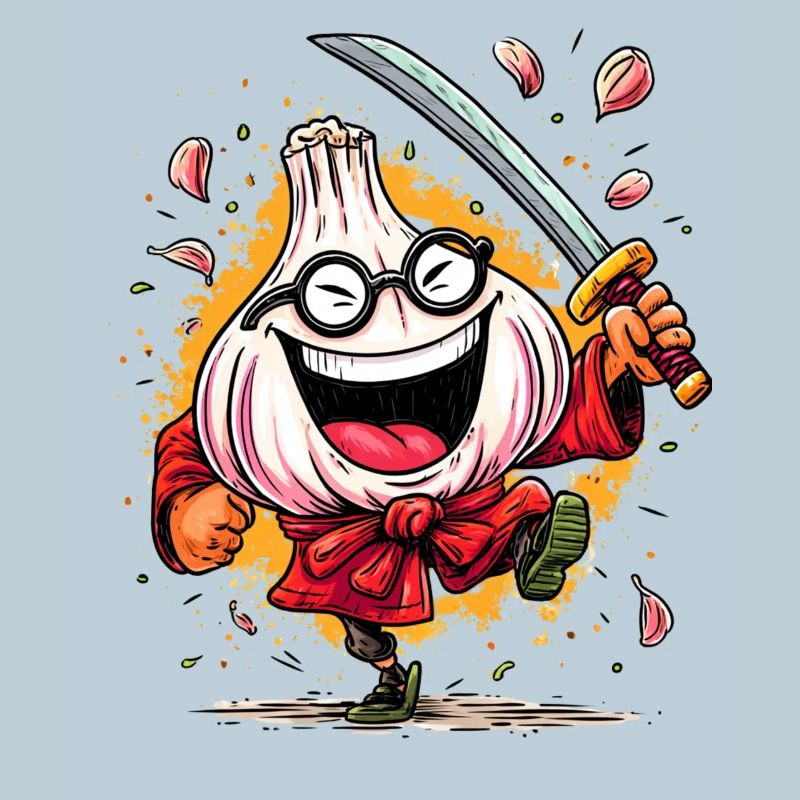 Furchtloser Knoblauch Samurai Heldencharakter