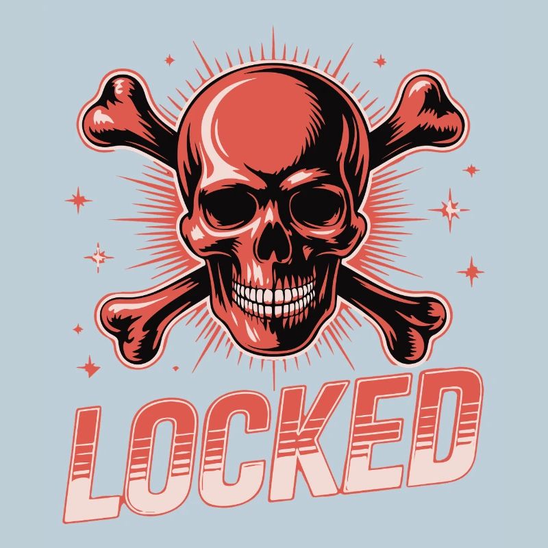Bold Skull Crossbones with Locked Text