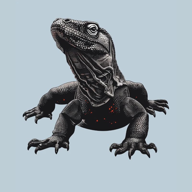 Dunkler Komodowaran Kunstdruck