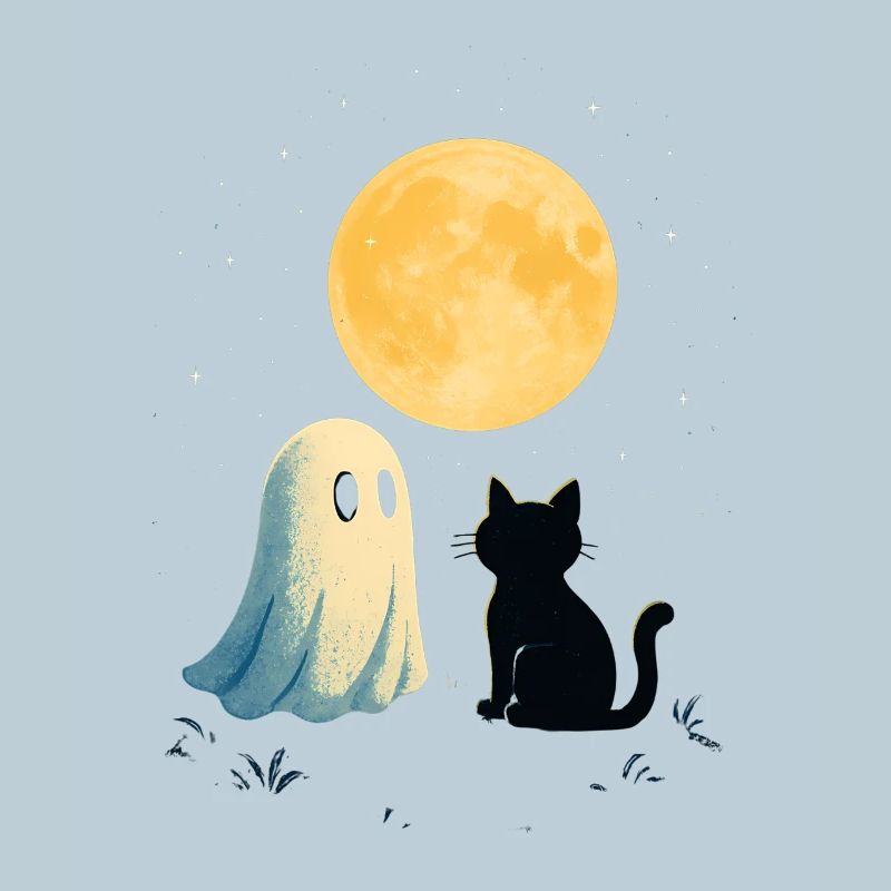 Moonlit Night Ghosts Cat
