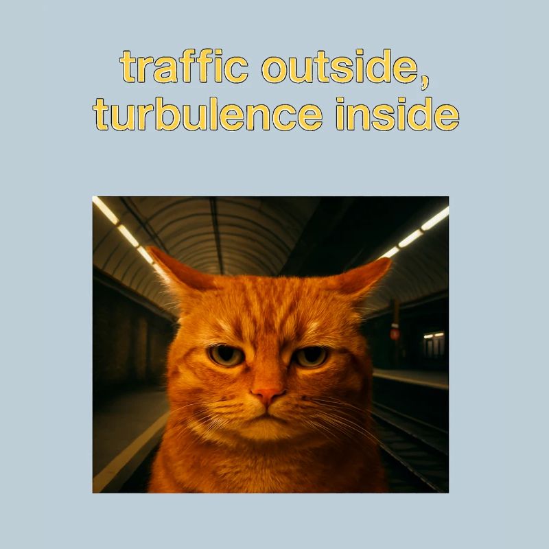 Katze machte Selfie in U-Bahn Lustige Meme-Idee