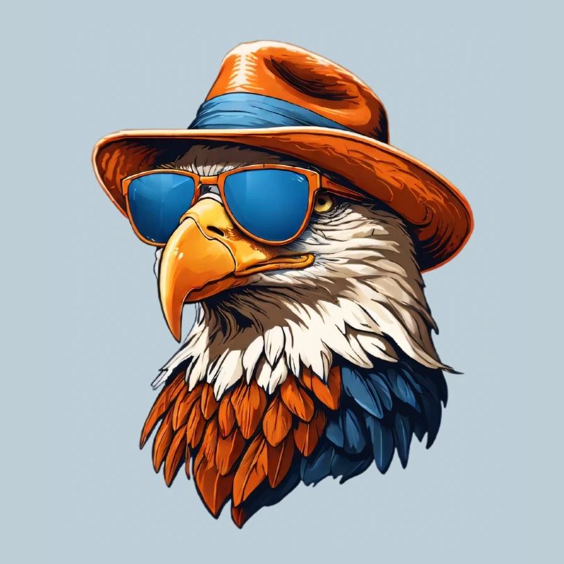 Eagle with hat and sunglasses