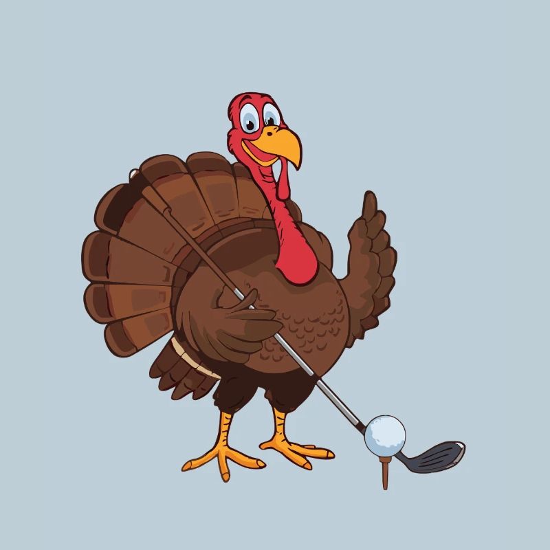 Funny Turkey Playing Golf