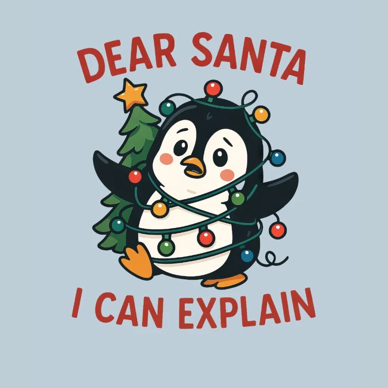 Cute Penguin Christmas Tree Christmas Light Fun