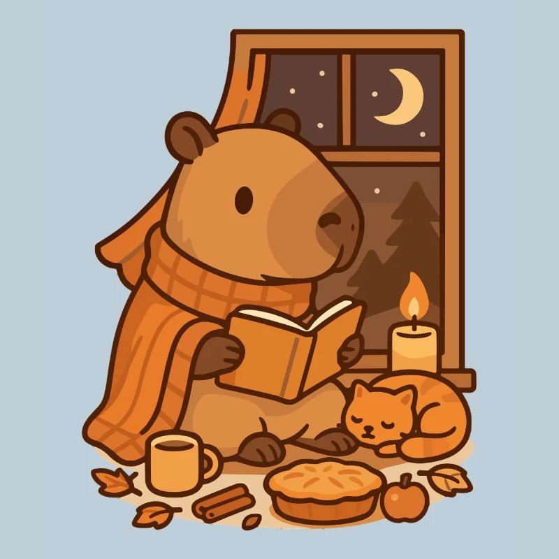 Coin lecture Capybara – Soirée d’automne douillette