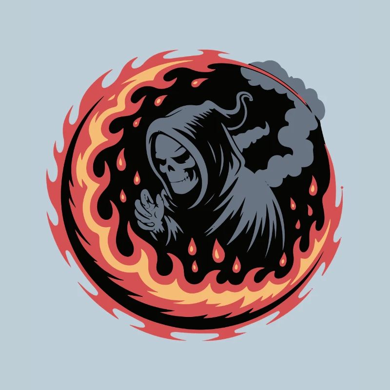 Flaming Grim Reaper Circle