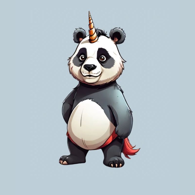 Panda Einhorn Cape Cartoon