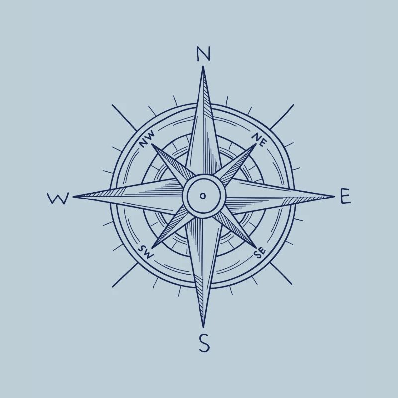 Nautic Design Blue Compass Nautical Emblem