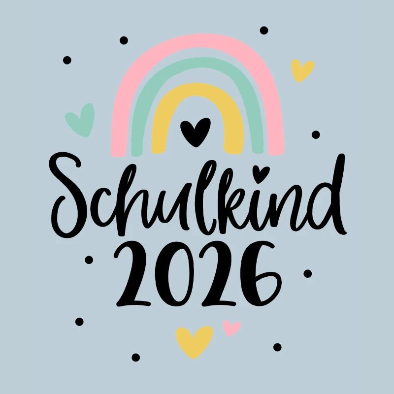 Schulkind 2026 Regenbogen Herz Einschulung