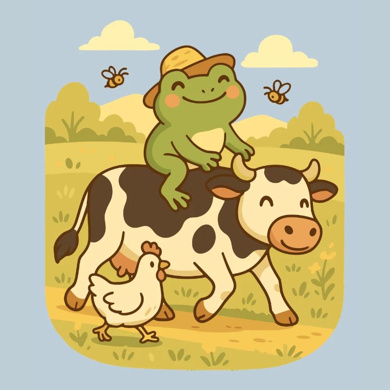 Frosch auf Kuh – Landleben Frogcore