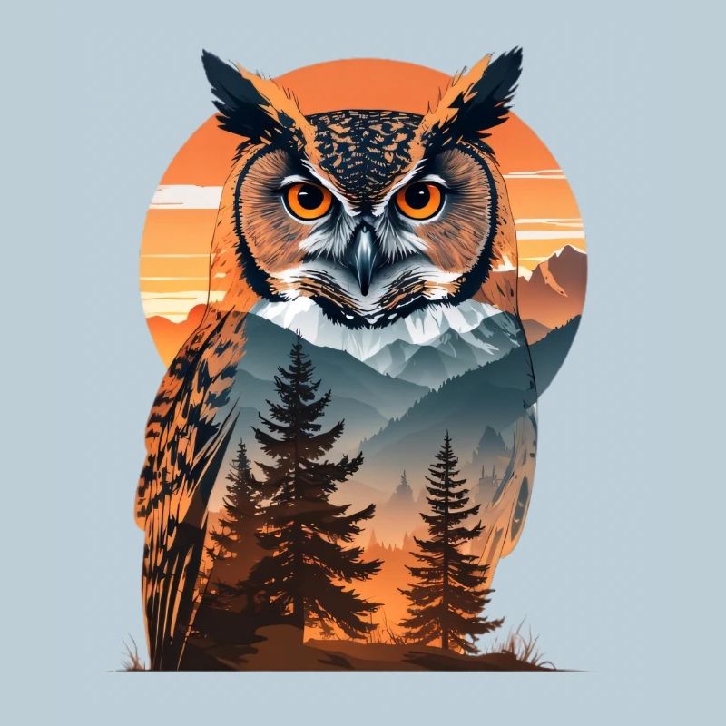 Wise owl in the evening light