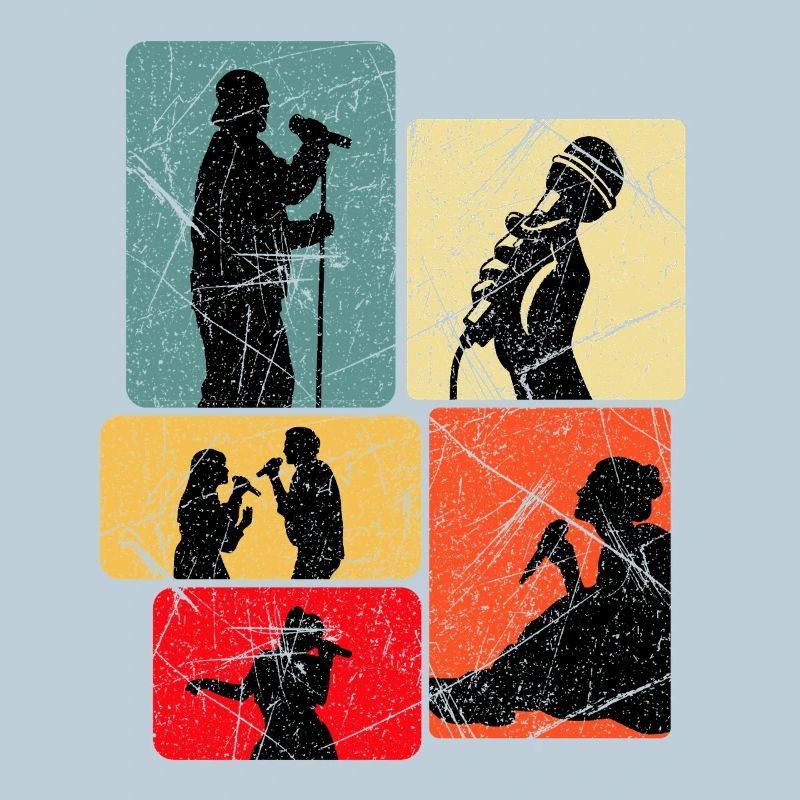 Silhouettes de chanteuses pop art
