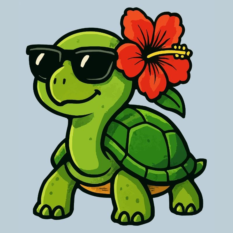 Sun turtle with hibiscus
