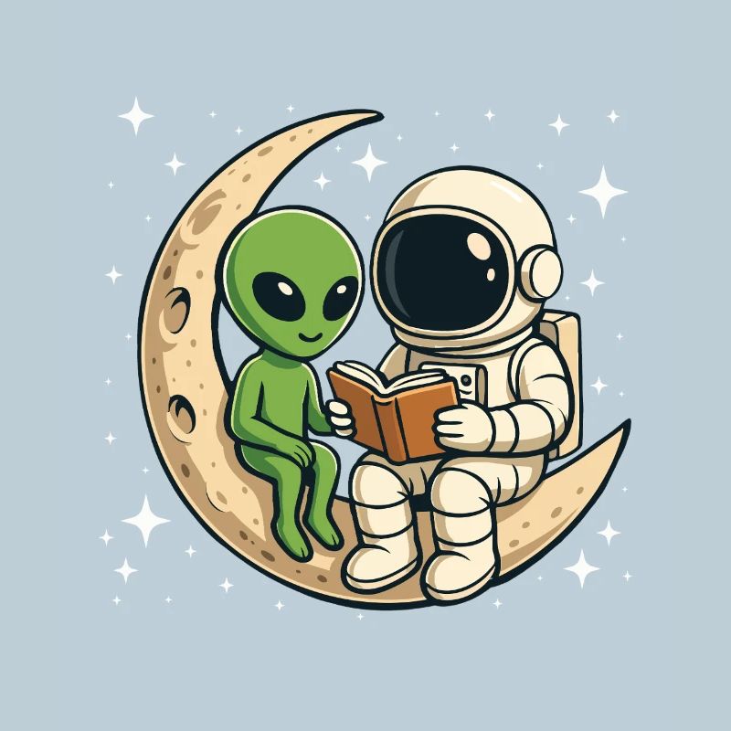 Reading Astronaut Alien Space Book Lover 