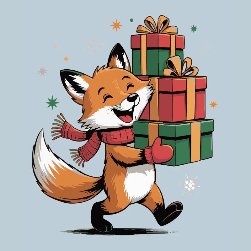 Fuchs mit Weihnachtsgeschenken