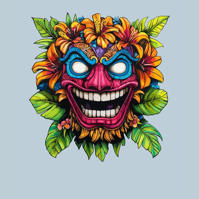Explosion de couleurs du masque de fleurs Tiki