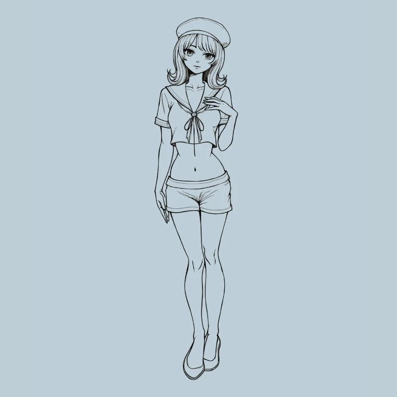 Style rétro Pin-up Sailor Navy