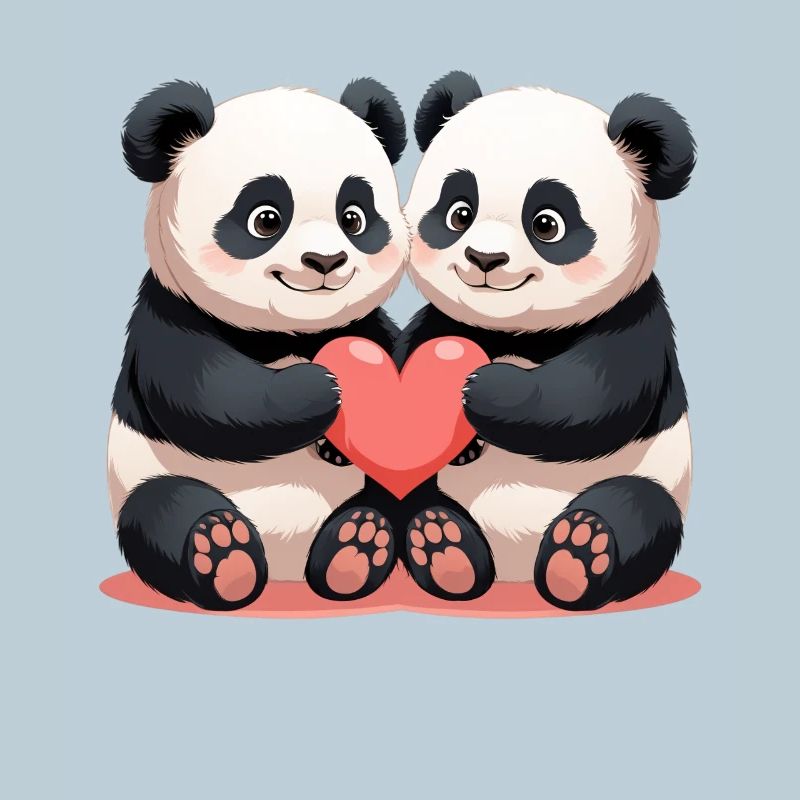 Panda Heart Duo Cuddle Time