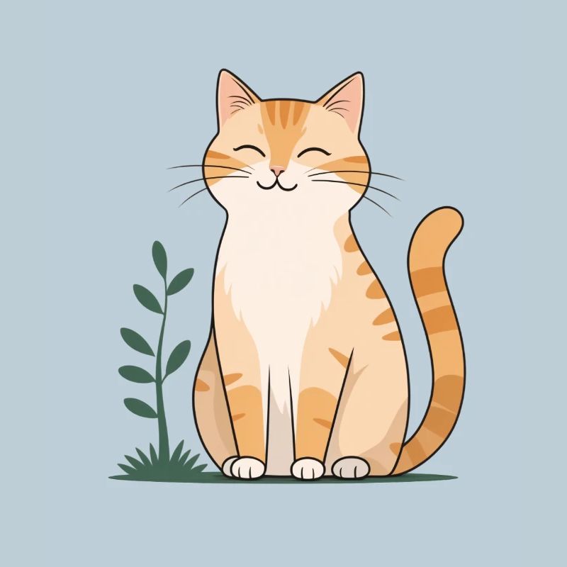 Chat Orange Joyeux en Vert