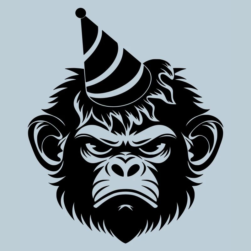 Capricious monkey with party hat
