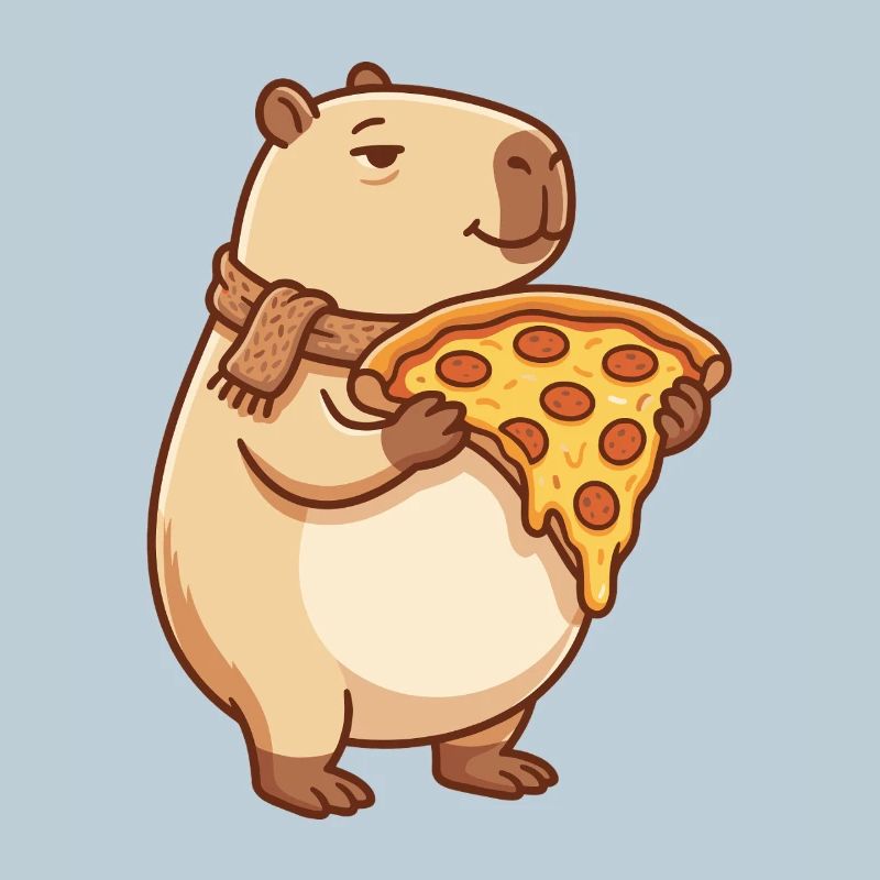Pizza Capybara mit schmelzendem Käse