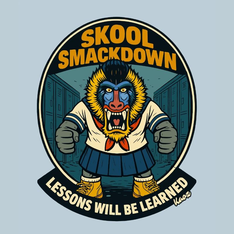 Schule Smackdown Primaten Affe Mandrill