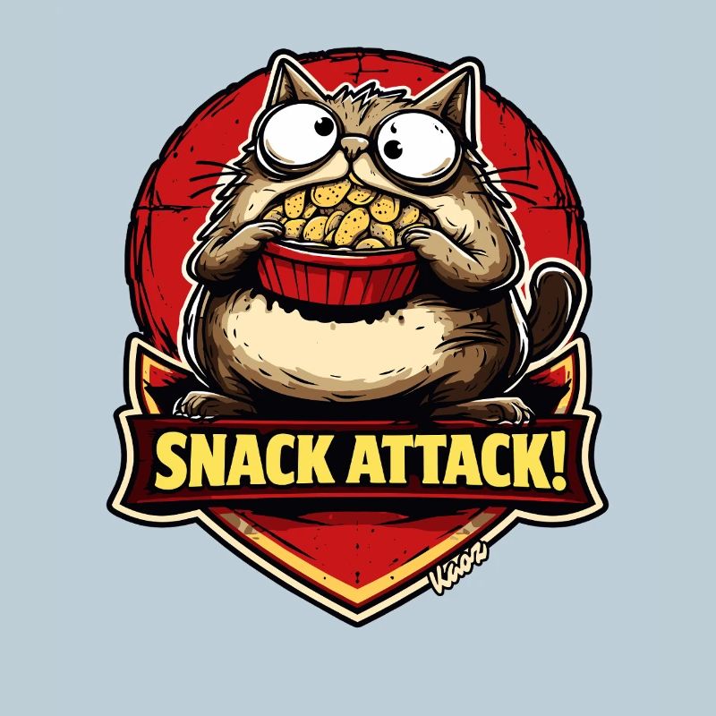 Snack attack cat with popcorn