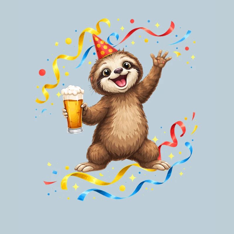 Faultier Party Feier mit Bier