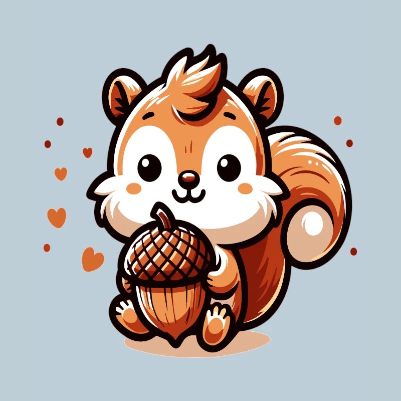 Süßes Eichhörnchen mit Herz-Eichel
