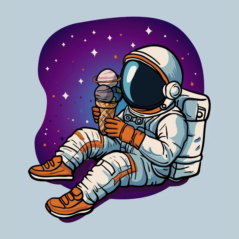 Weltraum-Astronaut genießt Eiscreme