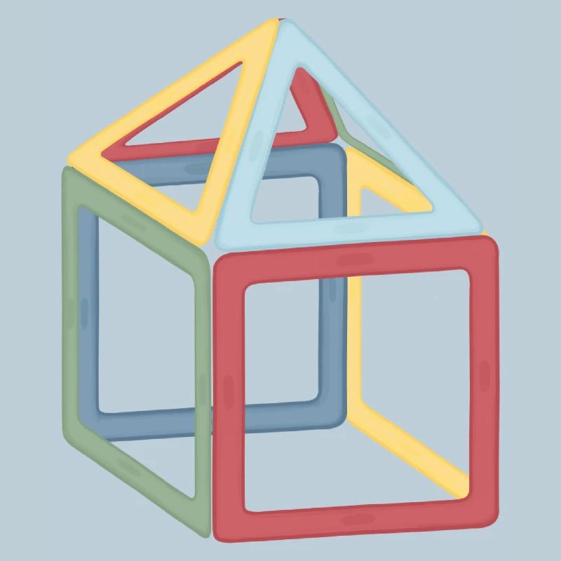 Colorful Cube Block Composition
