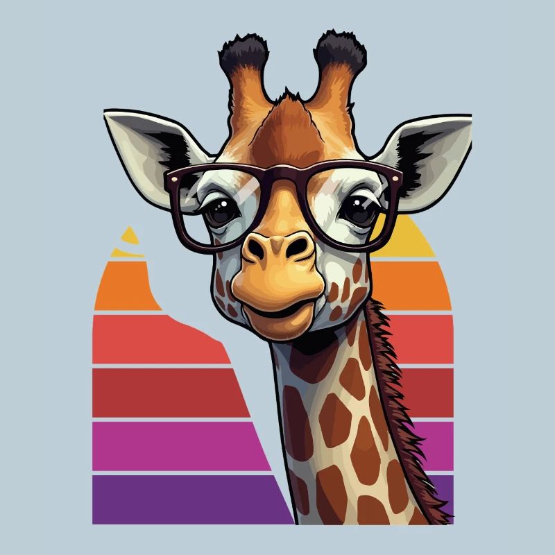 Lustige Giraffe mit Brille Retro Sunset