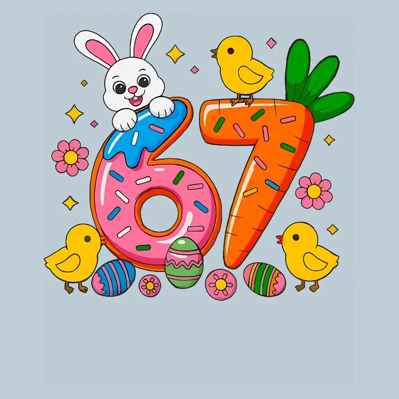 67 Six Seven Cute Bunny Rabbit Easter Day 