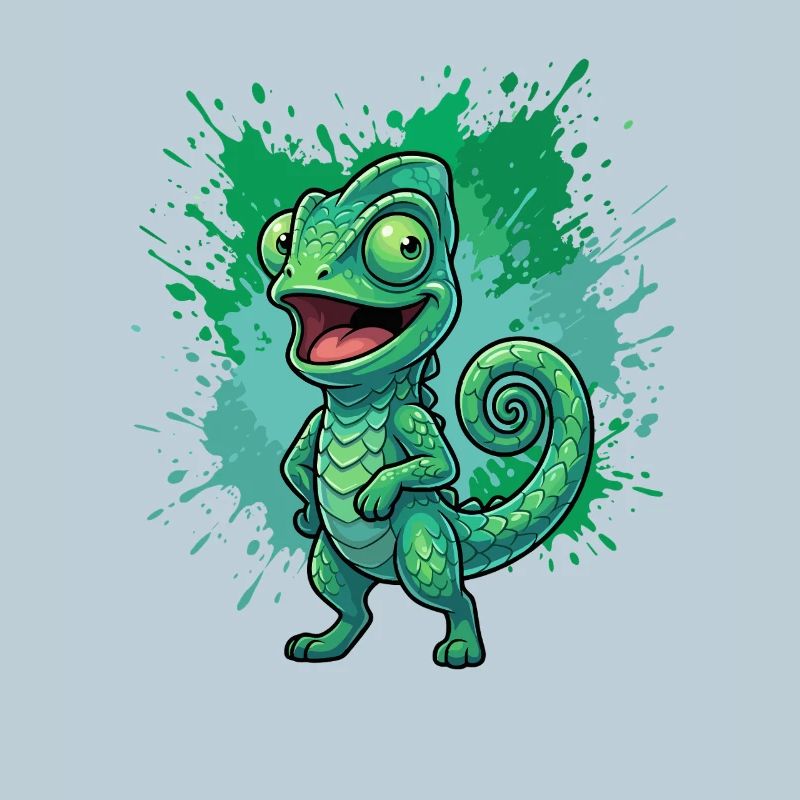 Green Chameleon Splash Background