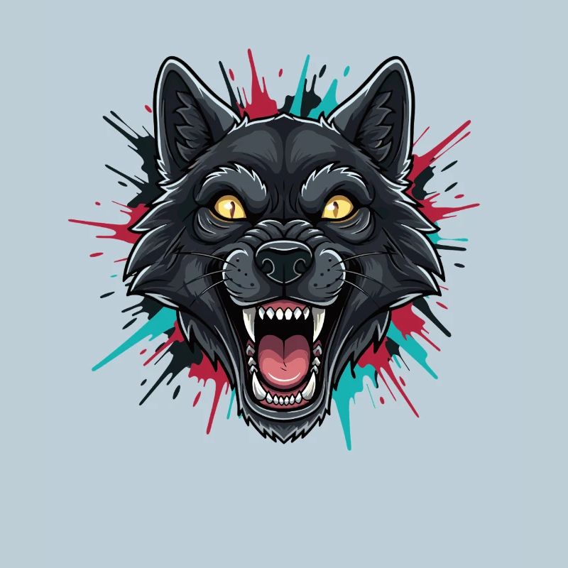Neon-Wolfkopf Farbspritzer