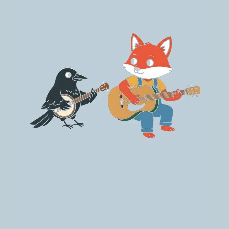Fox Guitar Crow