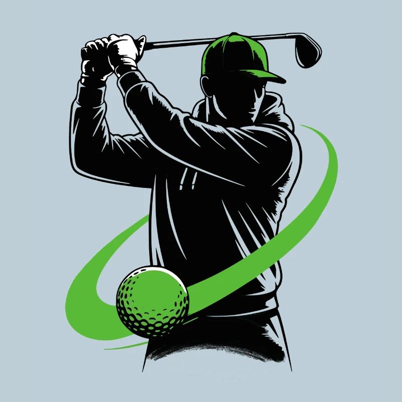 Golfer with a golf club – a dynamic swing.
