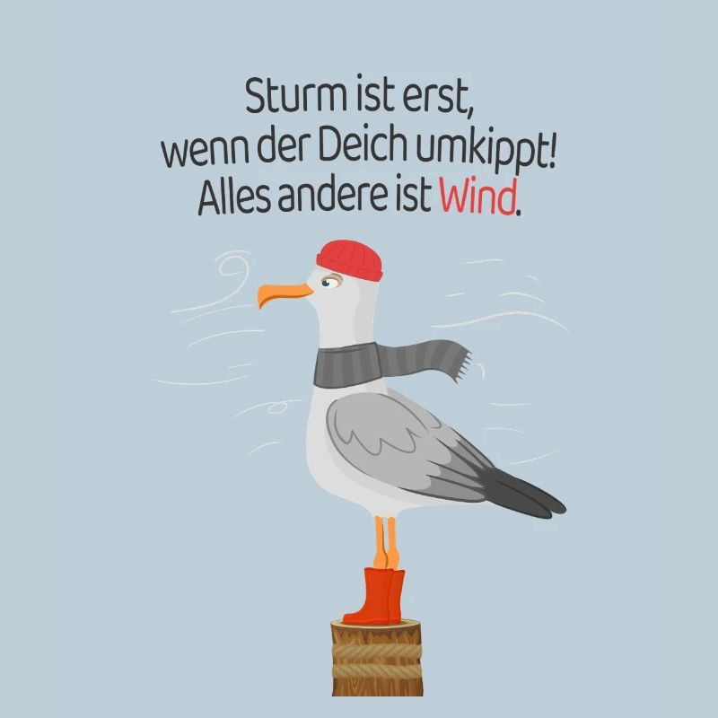 Sturm Deich Spruch Möwe Nordsee Humor