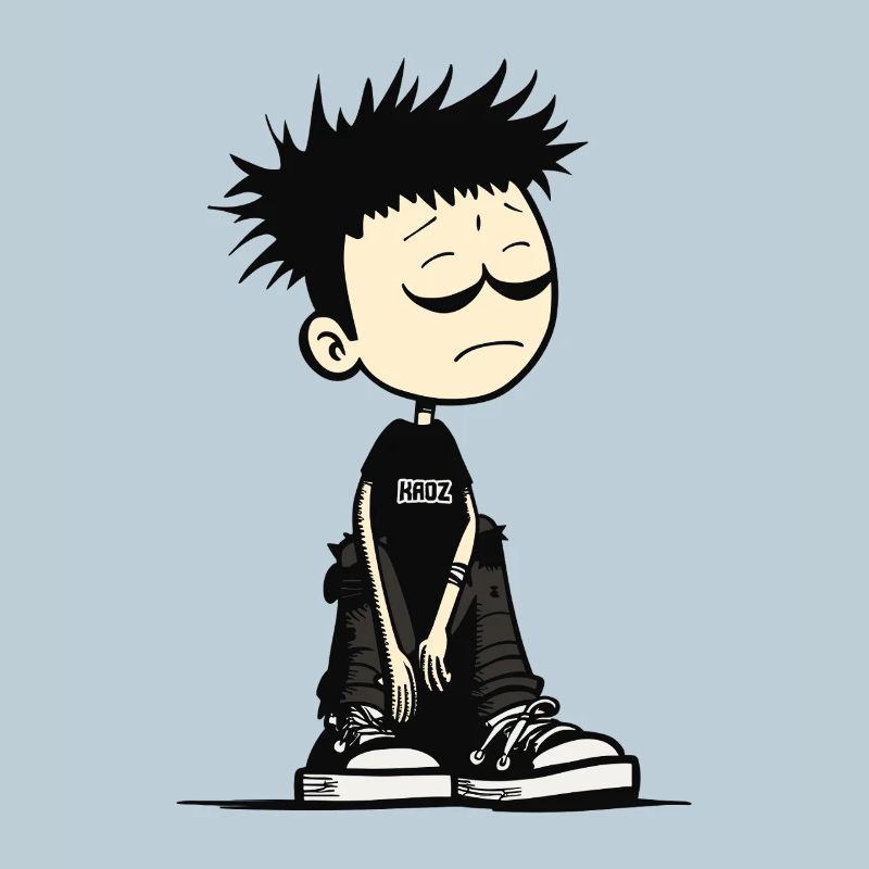 Verschlafenes Emo-Kinder-Cartoon-Tee
