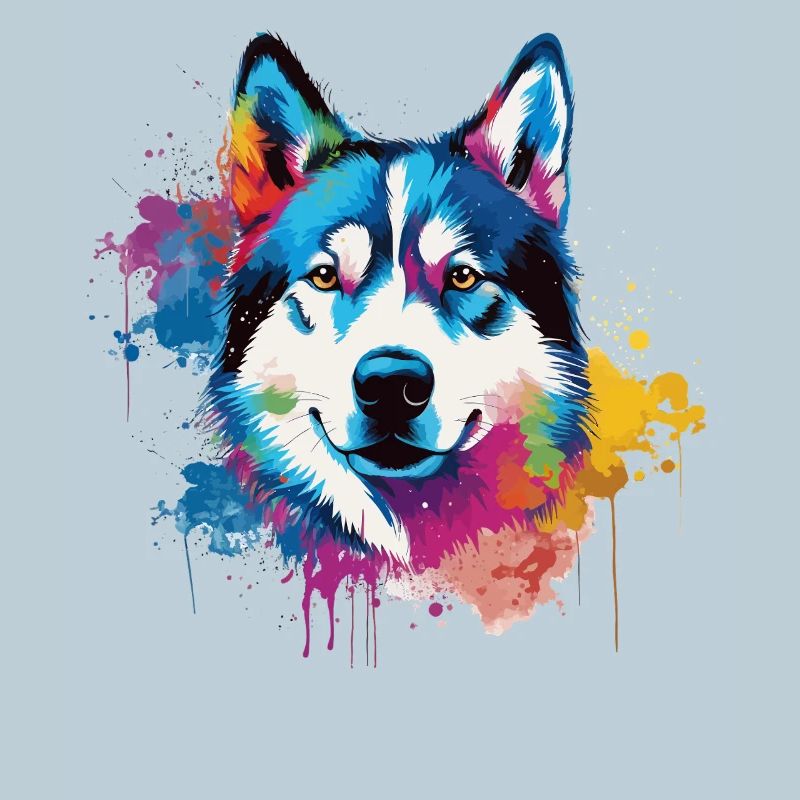 Bunter Husky Splash Art Hund