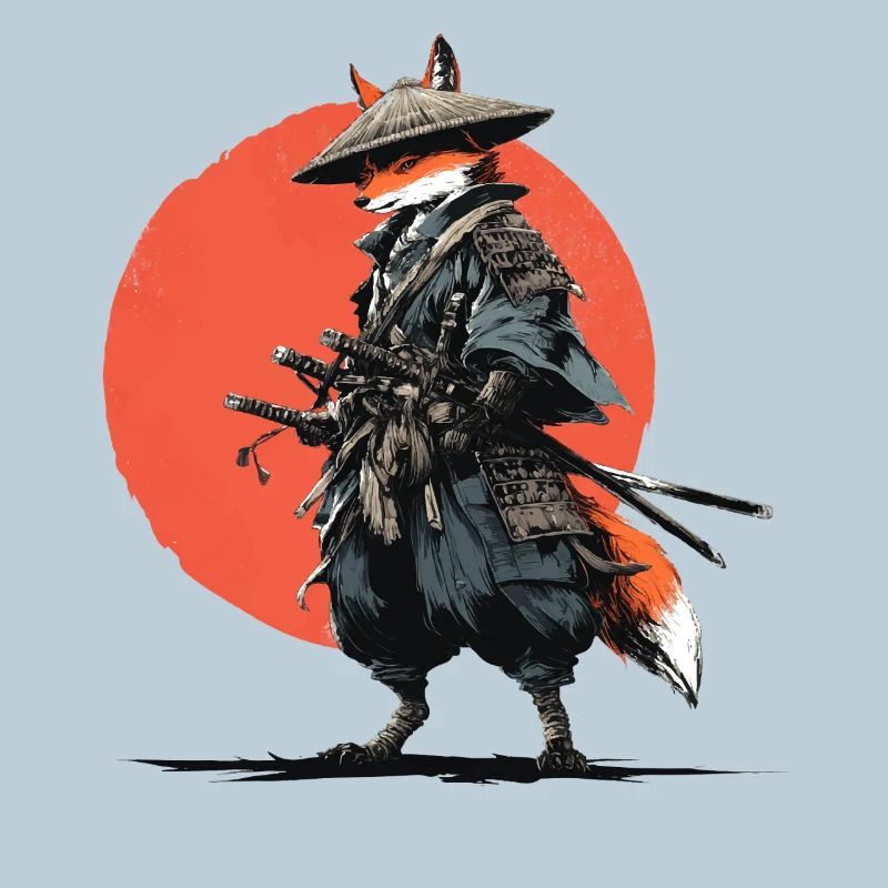 Fox Samurai under Ember Sun
