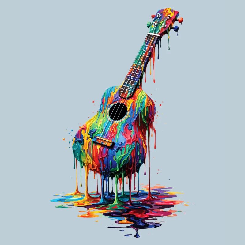 Ukulele with dripping paint