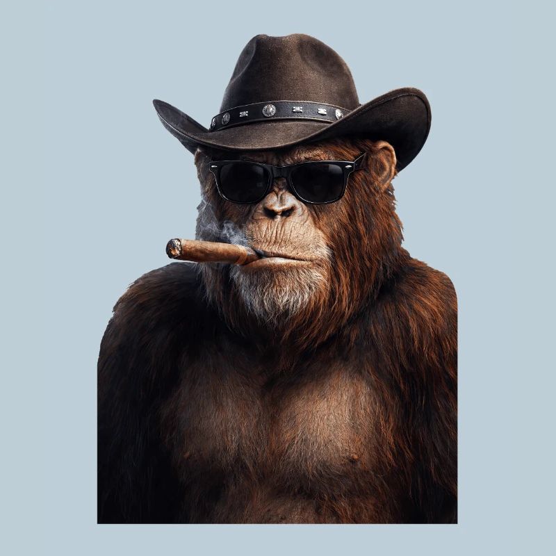 Cowboy-Gorilla mit Zigarre