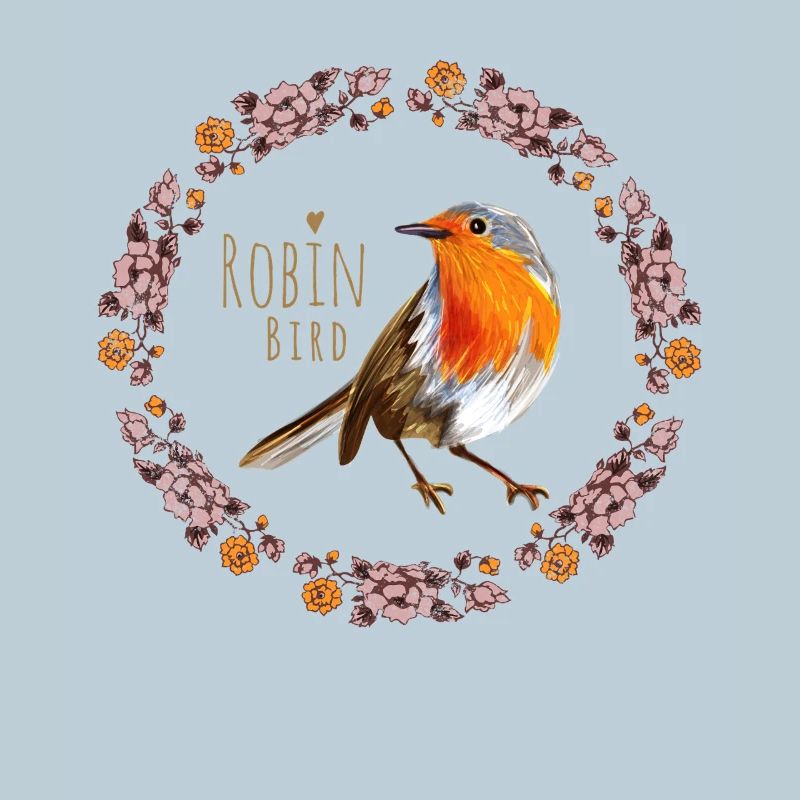 Rotkehlchen Vogel mit botanischen Blumen Design