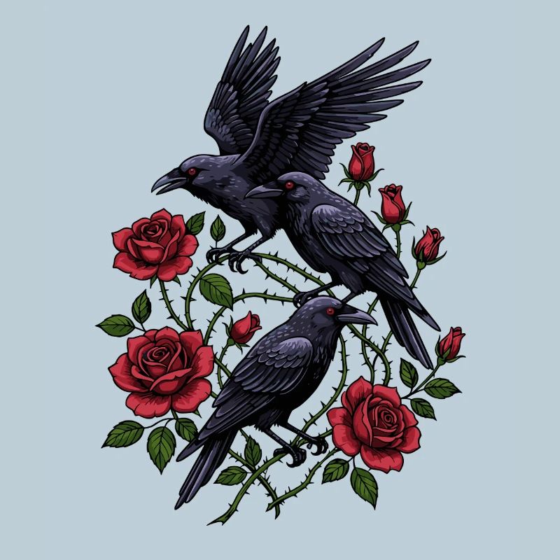 Crows and Red Roses - Gothic Aesthetic