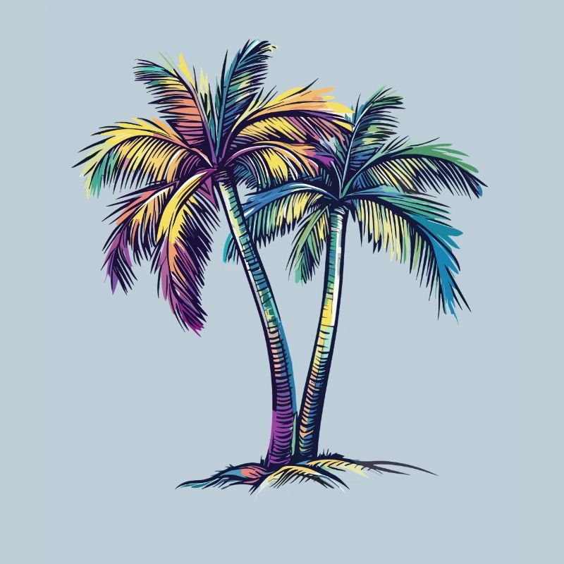 Rainbow Palm Trees Tropical Dream